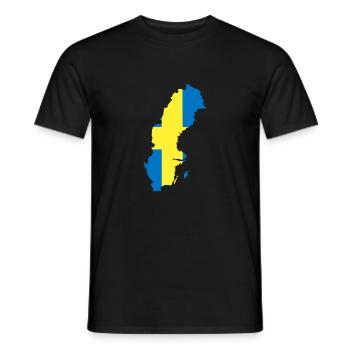 Drapeau de la Suède et carte de la Suède - T-shirt homme - noir - Devant - AI Model Male 178 light (178cm)