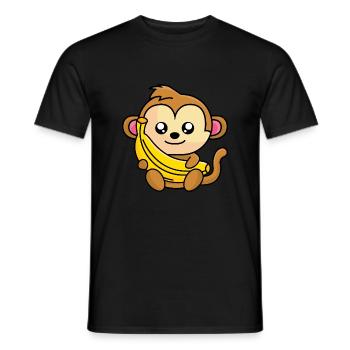 Singe avec une grosse banane jaune à la main - T-shirt homme - noir - Devant - AI Model Male 178 light (178cm)
