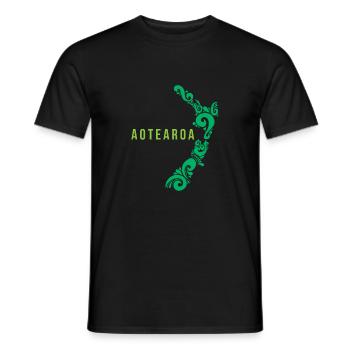 Nouvelle-Zélande Carte Aotearoa Kiwis Idée cadeau - T-shirt homme - noir - Devant - AI Model Male 178 light (178cm)