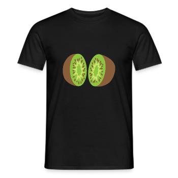 kiwi splitting open 2 pieces of kiwi fruit - Men's T-Shirt - black - Front - AI Model Male 178 light (178cm)