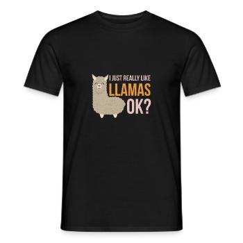 Llama I just really like Llamas, OK Geschenkidee - Männer T-Shirt - Schwarz - Vorne - AI Model Male 178 light (178cm)
