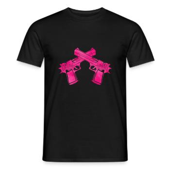 guns pink - Männer T-Shirt - Schwarz - Vorne - AI Model Male 178 light (178cm)