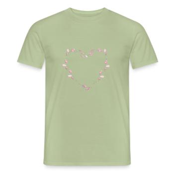 heart_watercolour_wreath - Men's T-Shirt - sage - Front - AI Model Male 178 light (178cm)