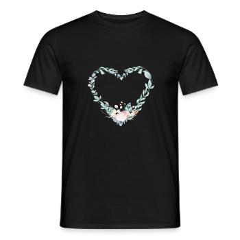 heart_watercolour_wreath_kopieren_uuuu - Männer T-Shirt - Schwarz - Vorne - AI Model Male 178 light (178cm)