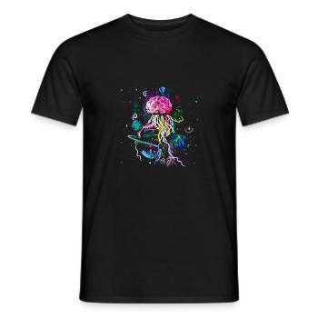 BRAIN PLANET MEDUSA - Men's T-Shirt - black - Front - AI Model Male 178 light (178cm)