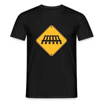 Achtung Gleis Schild - Männer T-Shirt - Schwarz - Vorne - AI Model Male 178 light (178cm)