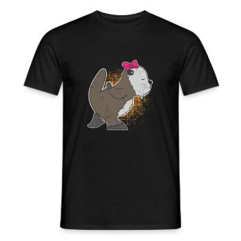 Petite amie loutre de mer amour couple idée cadeau - T-shirt homme - noir - Devant - AI Model Male 178 light (178cm)