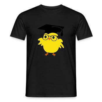 🐥❤✦°•Cute Nerd Chick on a Graduation Cap& Glasses - Men's T-Shirt - black - Front - AI Model Male 178 light (178cm)