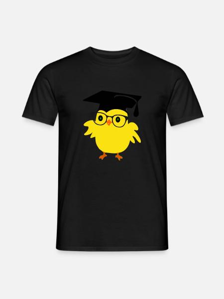 🐥❤✦ ° • Nettes Nerd-Küken auf einer Abschluss-Kappe u. Gläsern - Männer T-Shirt - Schwarz