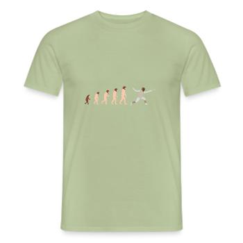 Evolution Fechten Lustige Geschenkidee - Männer T-Shirt - Sage - Vorne - AI Model Male 178 light (178cm)