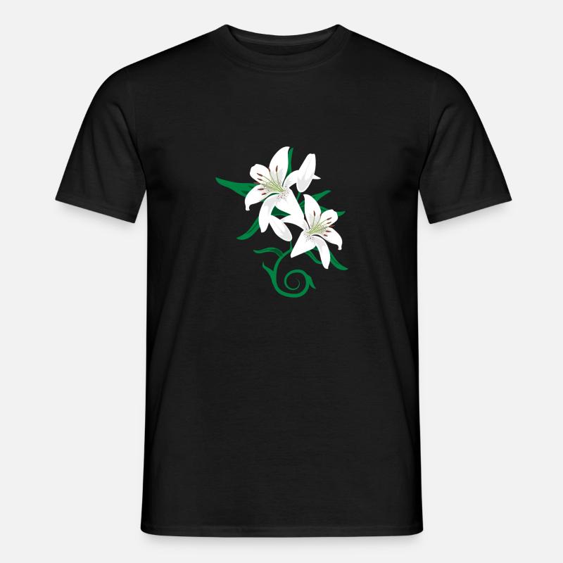 Lilienblüten Tattoo Geschenkidee - Männer T-Shirt - Schwarz