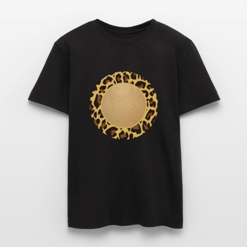 Leopard Pattern Leopard Print Circle Frame Name Men’s T-shirt