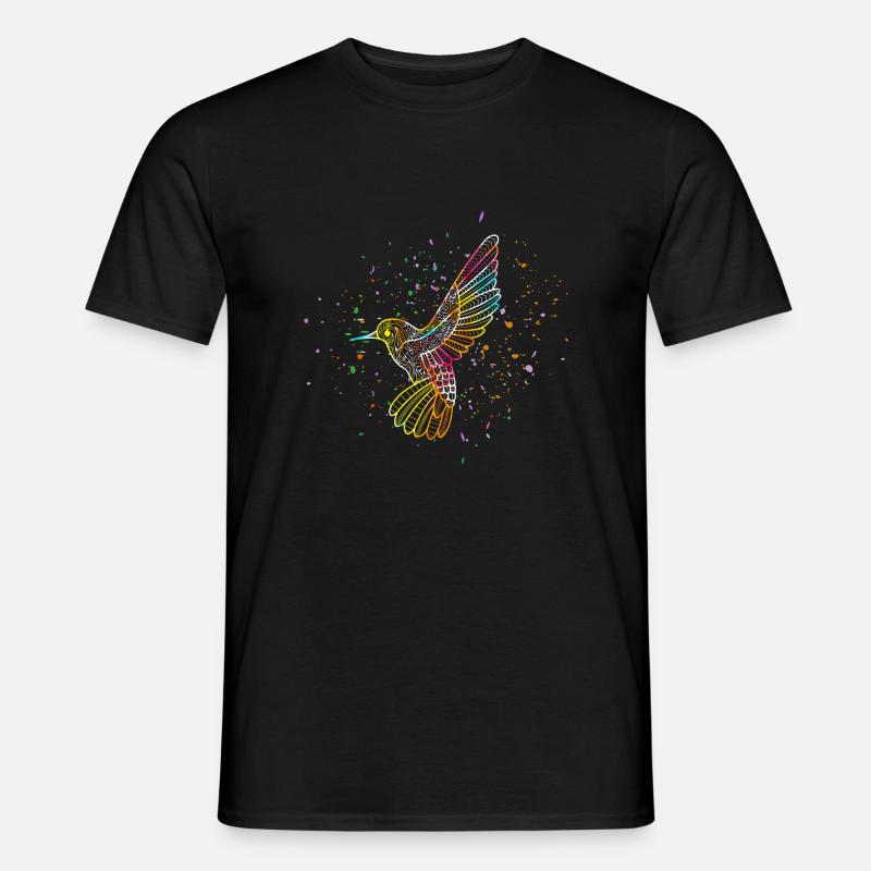 Henna Frühlings-Vogel - Männer T-Shirt - Schwarz