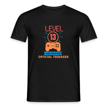 13e anniversaire - ado shirt level unlock. - T-shirt homme - noir - Devant - AI Model Male 178 light (178cm)