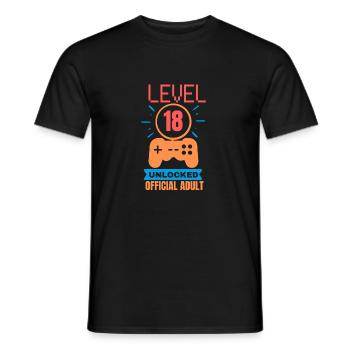 18th Birthday - Teenager shirt level unlock - Men's T-Shirt - black - Front - AI Model Male 178 light (178cm)