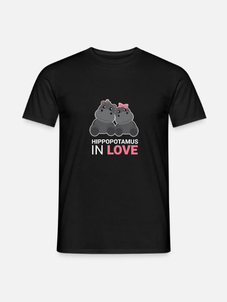 Hippopotamus In Love Paare Partnerlook Geschenk - Männer T-Shirt - Schwarz
