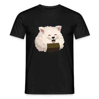 Onigiri Katze Kawaii Lustige Geschenkidee - Männer T-Shirt - Schwarz - Vorne - AI Model Male 178 light (178cm)