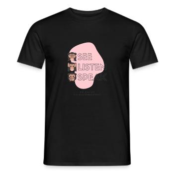 See Listen Speak Don't look away - Men's T-Shirt - black - Front - AI Model Male 178 light (178cm)