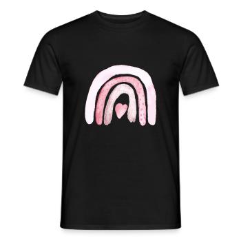 Arc-en-ciel Coeur rose - T-shirt homme - noir - Devant - AI Model Male 178 light (178cm)
