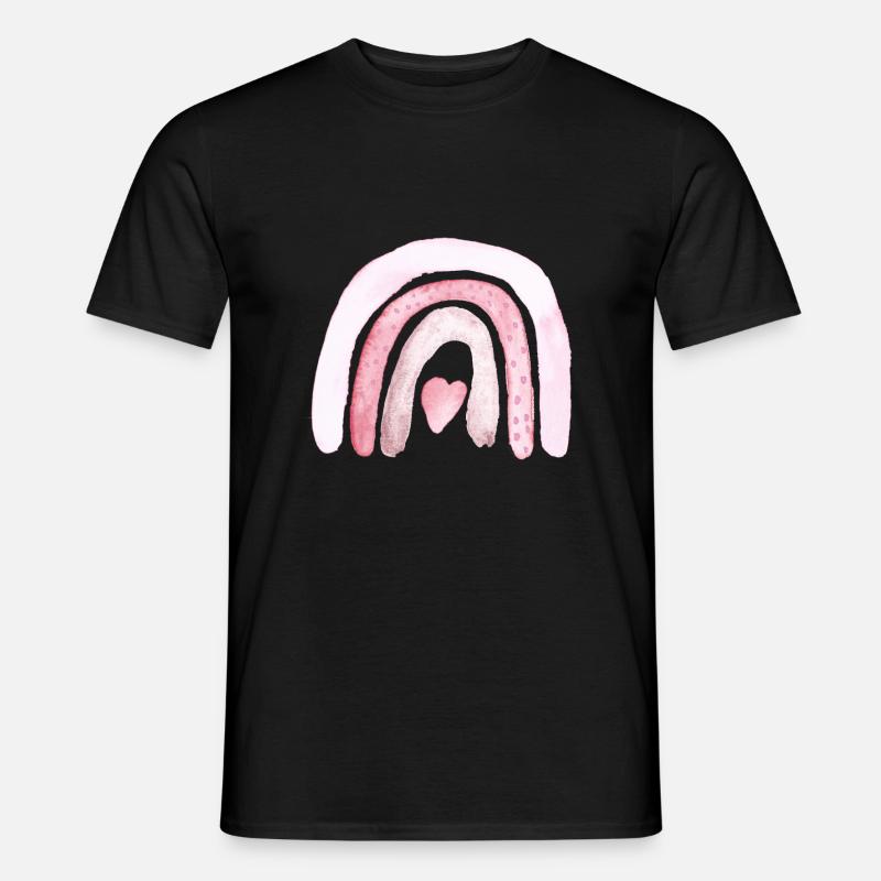 Regenbogen Rosa Herzchen - Männer T-Shirt - Schwarz