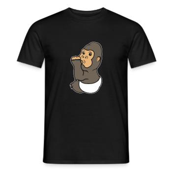 Cute animals gorilla thumb sucking baby gift - Men's T-Shirt - black - Front - AI Model Male 178 light (178cm)