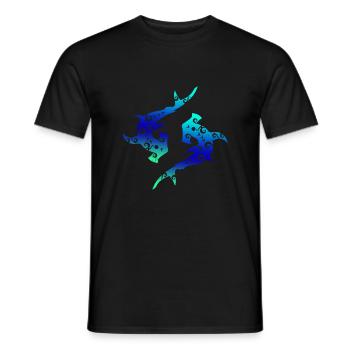 Maori hammerhead shark tribal tattoo gift idea - Men's T-Shirt - black - Front - AI Model Male 178 light (178cm)