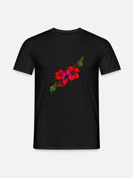 Hawaiian flower hibiscus tribal tattoo gift idea - Men's T-Shirt - black