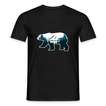 Idée cadeau ours polaire animaux double exposition - T-shirt homme - noir - Devant - AI Model Male 178 light (178cm)