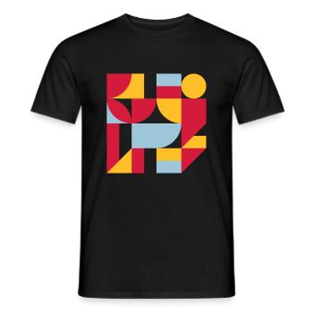 Colorful abstract geometric bauhaus background - T-shirt homme - noir - Devant - AI Model Male 178 light (178cm)
