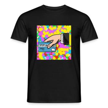 Credit Card Pop Colour Tie Dye Background Cool - Men's T-Shirt - black - Front - AI Model Male 178 light (178cm)