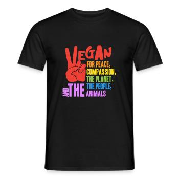 Vegan for peace compassion the planet, the people - Männer T-Shirt - Schwarz - Vorne - AI Model Male 178 light (178cm)