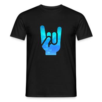Rock Hand Gesture Gassy Blue Rock 'N' Roll Salut - T-shirt homme - noir - Devant - AI Model Male 178 light (178cm)