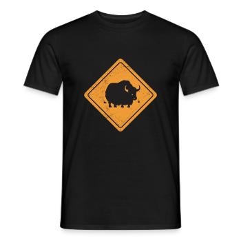 Road signs Attention Yak Funny gift idea - Men's T-Shirt - black - Front - AI Model Male 178 light (178cm)