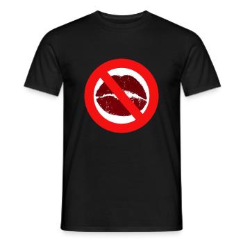 Kissing forbidden kiss mouth lips kiss prohibition distance - Men's T-Shirt - black - Front - AI Model Male 178 light (178cm)
