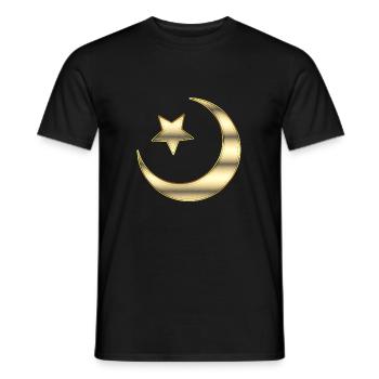 Islam: Der Halbmond und der Stern - vergoldet - Männer T-Shirt - Schwarz - Vorne - AI Model Male 178 light (178cm)