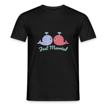 Fisch Zwei Wale haben gerade geheiratet Geschenk - Männer T-Shirt - Schwarz - Vorne - AI Model Male 178 light (178cm)