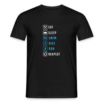 Triathlon Eat Sleep Swim Bike Run Repeat Gift - Men's T-Shirt - black - Front - AI Model Male 178 light (178cm)