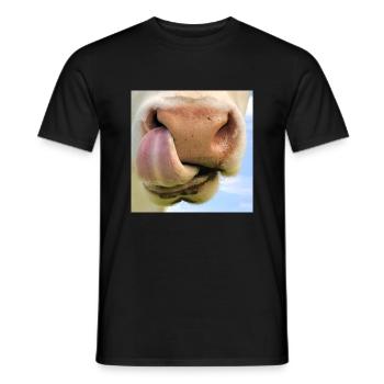 Maske Kuh mit Nüstern Schnauze Gesicht Rind Bulle - Männer T-Shirt - Schwarz - Vorne - AI Model Male 178 light (178cm)