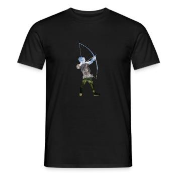 Double Exposure Art Bogenschießen Geschenkidee - Männer T-Shirt - Schwarz - Vorne - AI Model Male 178 light (178cm)