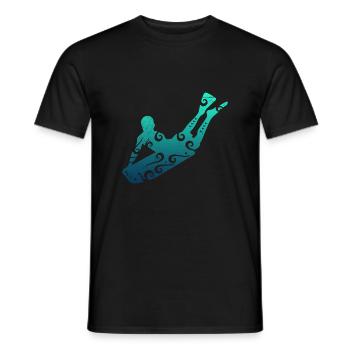Tatouage tribal polynésien de surfeur de bodyboard maori - T-shirt homme - noir - Devant - AI Model Male 178 light (178cm)