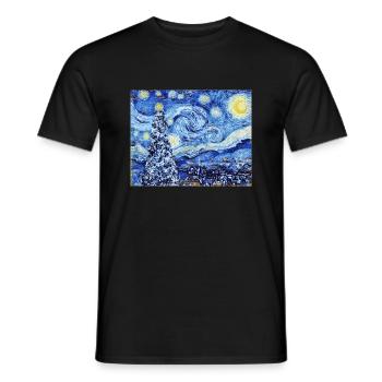 Nuit étoilée de Van Gough - Noël blanc - T-shirt homme - noir - Devant - AI Model Male 178 light (178cm)