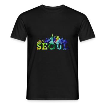 Seoul Skyline Impression Korea Souvenir Gift - Men's T-Shirt - black - Front - AI Model Male 178 light (178cm)