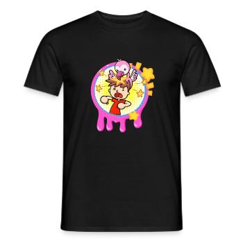 Flamingo Slime Cartoon - Men's T-Shirt - black - Front - AI Model Male 178 light (178cm)