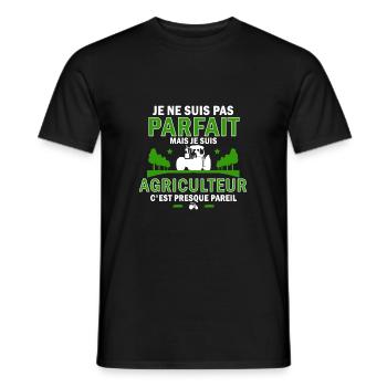 je ne suis pas parfait mais je suis agriculteur - T-shirt homme - noir - Devant - AI Model Male 178 light (178cm)