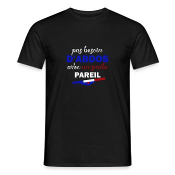 Pas besoin d'abdos avec un smile pareil - T-shirt homme - noir - Devant - AI Model Male 178 light (178cm)