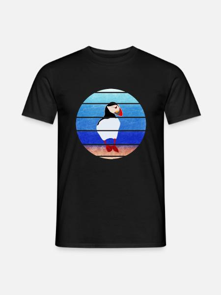 Papageientaucher - Puffin - vintage - retro - Männer T-Shirt - Schwarz