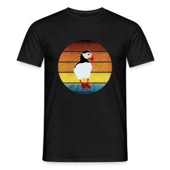 Papageientaucher, Puffin, Coucher de soleil, vintage - T-shirt homme - noir - Devant - AI Model Male 178 light (178cm)