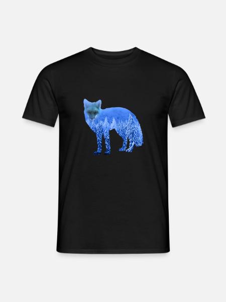 Double Exposure Tiere Polarfuchs Eisfuchs Geschenk - Männer T-Shirt - Schwarz