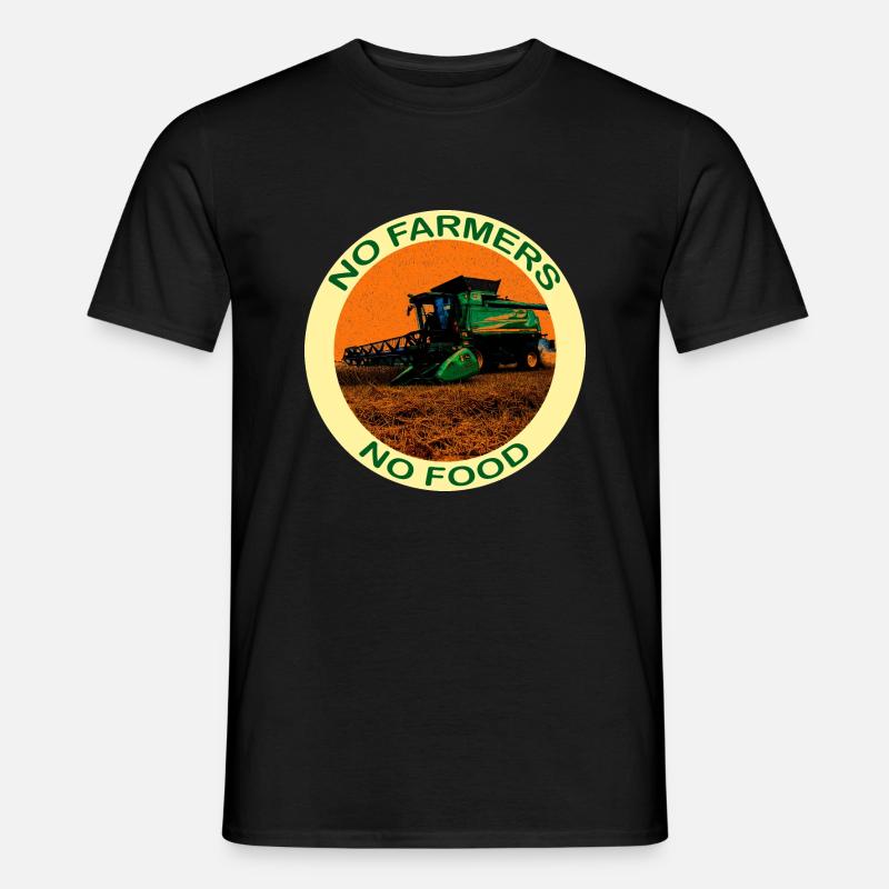 Pas d'agriculteurs pas de nourriture - avec une moissonneuse-batteuse - T-shirt homme - noir