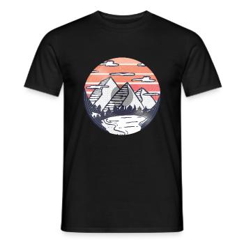 Mountains Lake Sunset LP Design - Men's T-Shirt - black - Front - AI Model Male 178 light (178cm)